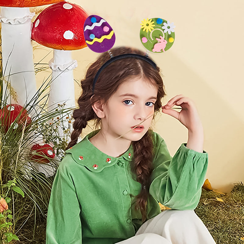 2Pcs Happy Easter Hair Hoop Bunny Carrot Eggs Chick Headband Party Prop