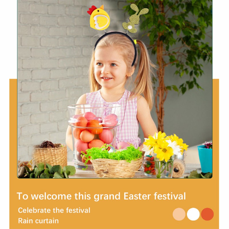 2Pcs Happy Easter Hair Hoop Bunny Carrot Eggs Chick Headband Party Prop