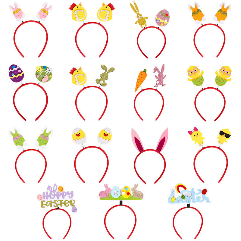 2Pcs Happy Easter Hair Hoop Bunny Carrot Eggs Chick Headband Party Prop