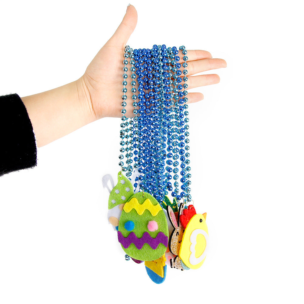 2Pcs Plastic+Felt Kids Easter Necklace Theme Neck Chain Party Dress Up Decor