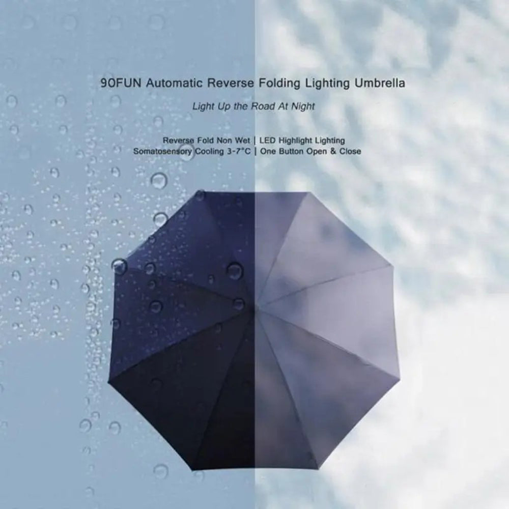 XIAOMIYOUPIN 90FUN LED Lighting 8 Ribs Anti-UV Automatic Folding Umbrella