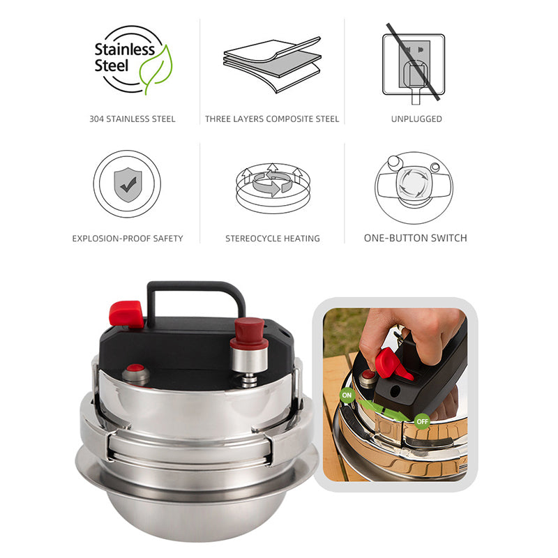 CLS Self-driving Tour Camping Stainless Steel 1.6L Pressure Cooker for 2~4 People (No FDA Certification, BPA Free)
