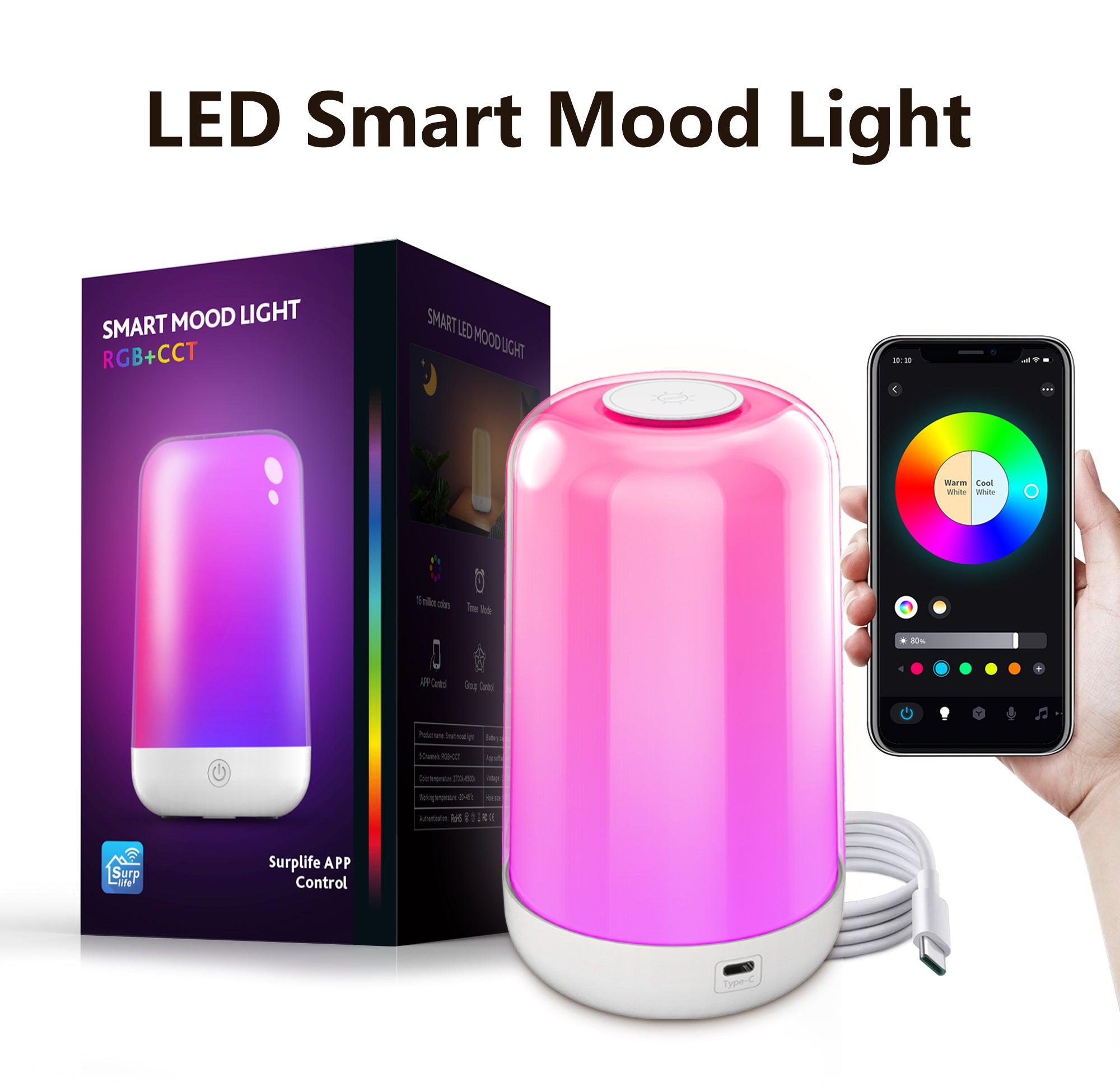 Smart Touch Bedside Lamp Bluetooth Dimmable Color Night Light Outdoor Music Table Lamp