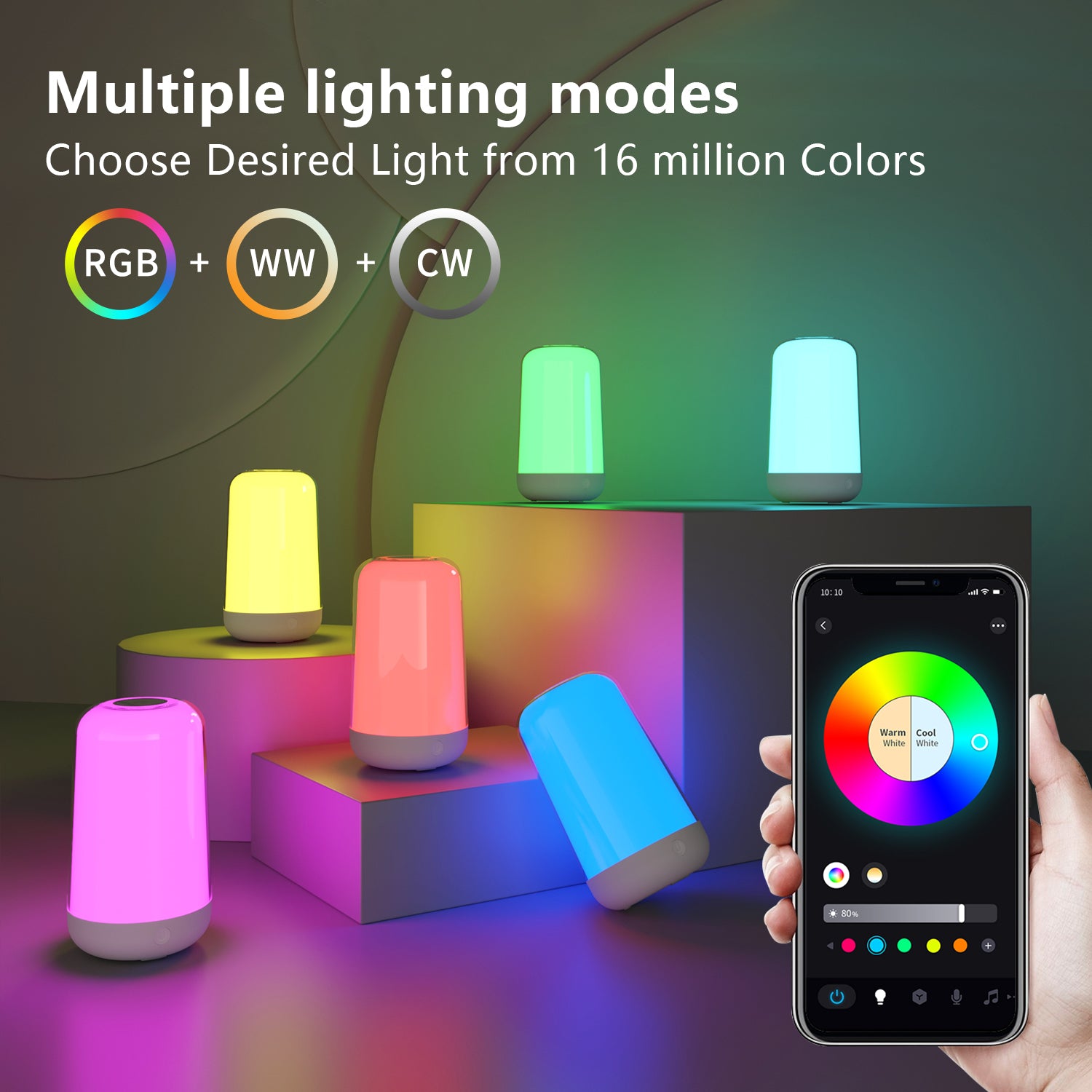 Smart Touch Bedside Lamp Bluetooth Dimmable Color Night Light Outdoor Music Table Lamp
