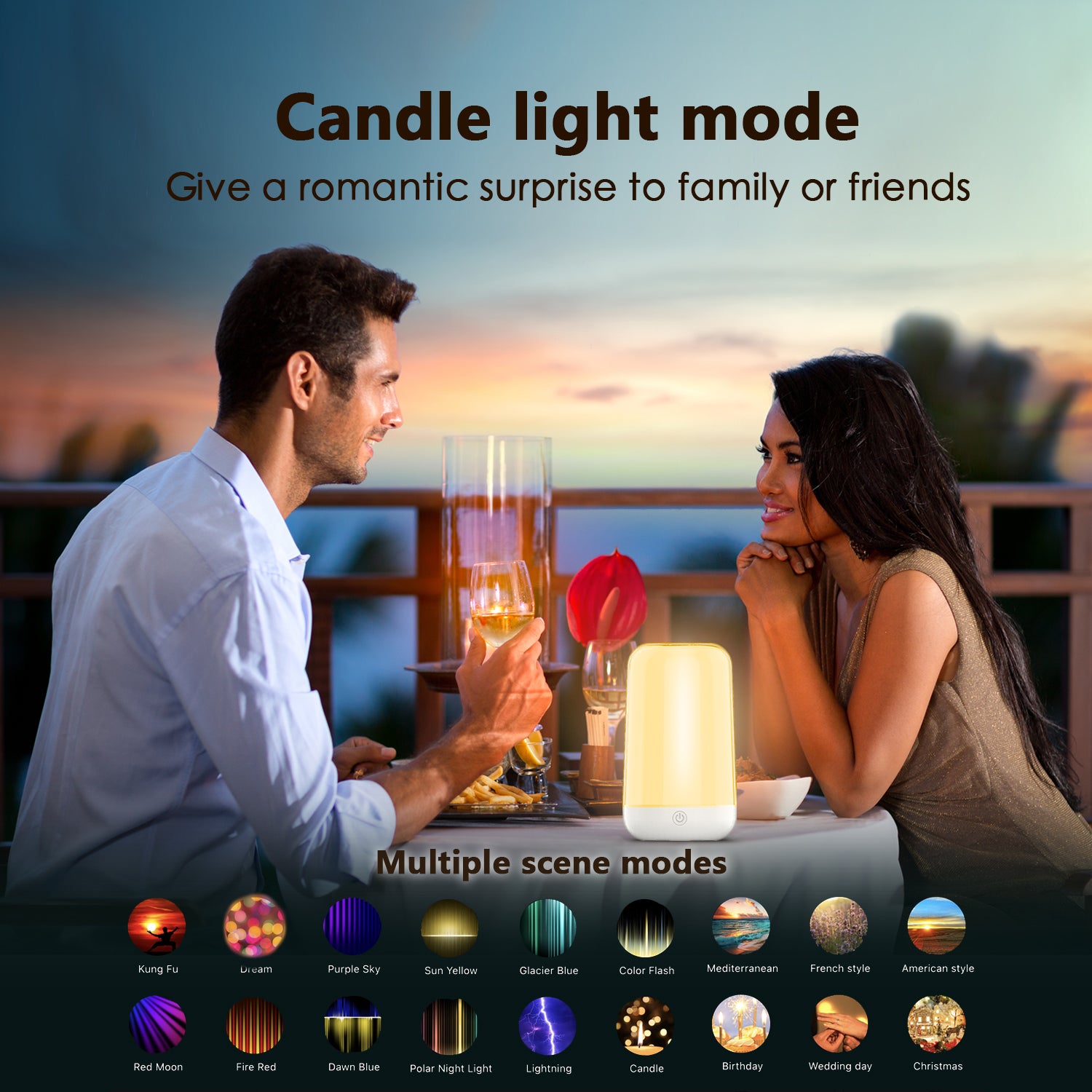 Smart Touch Bedside Lamp Bluetooth Dimmable Color Night Light Outdoor Music Table Lamp