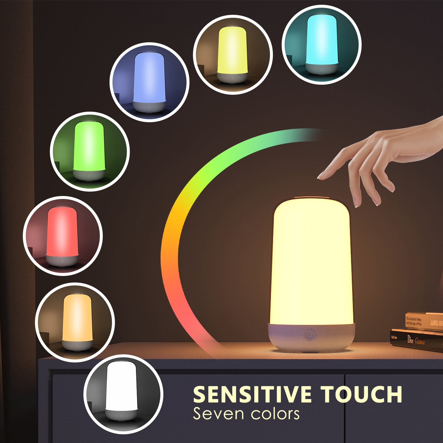 Smart Touch Bedside Lamp Bluetooth Dimmable Color Night Light Outdoor Music Table Lamp