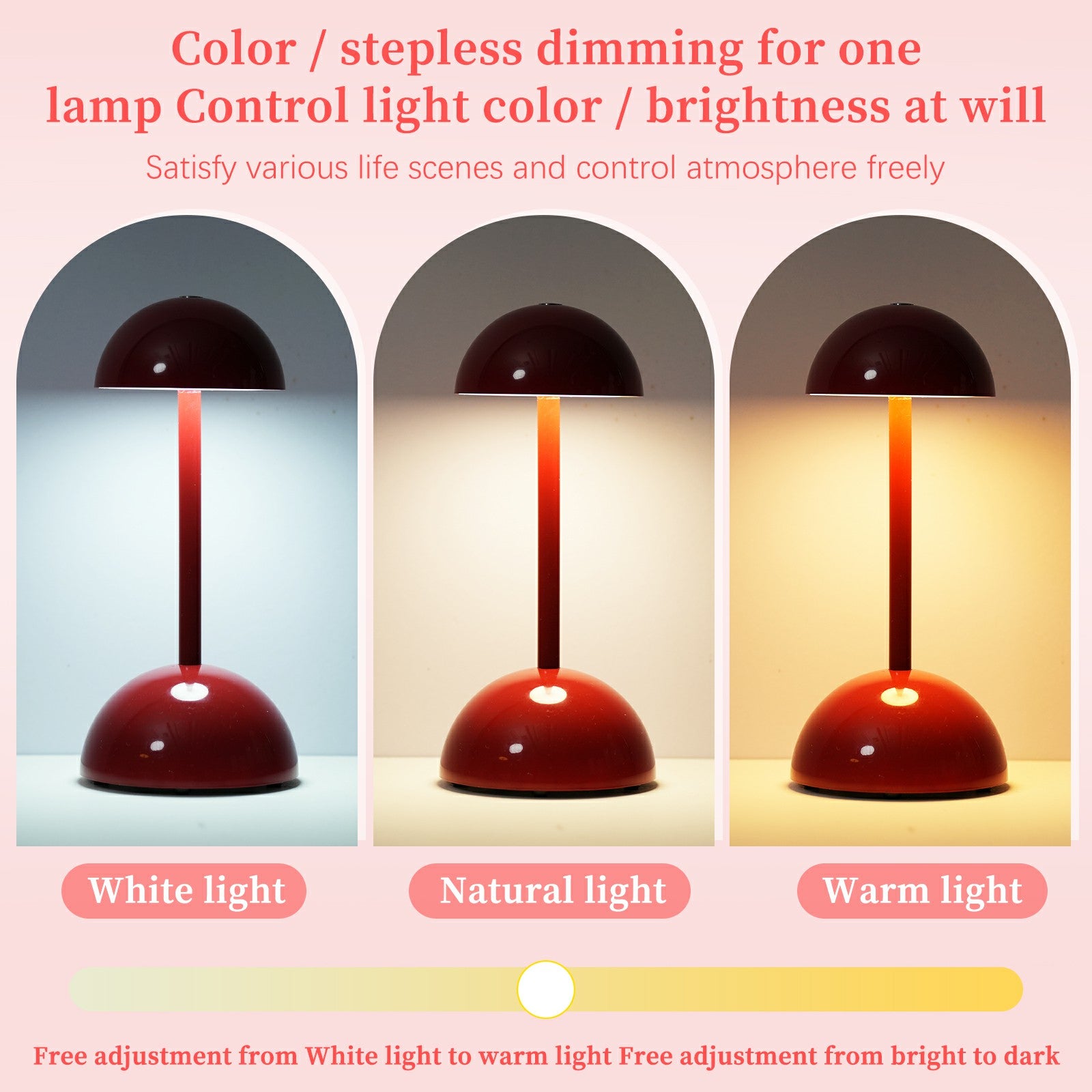 TD-06 Three colors can be switched by touch: white light / warm light / neutral light to create a  Bedside Lamp Mini Battery Operated LED Desk Light