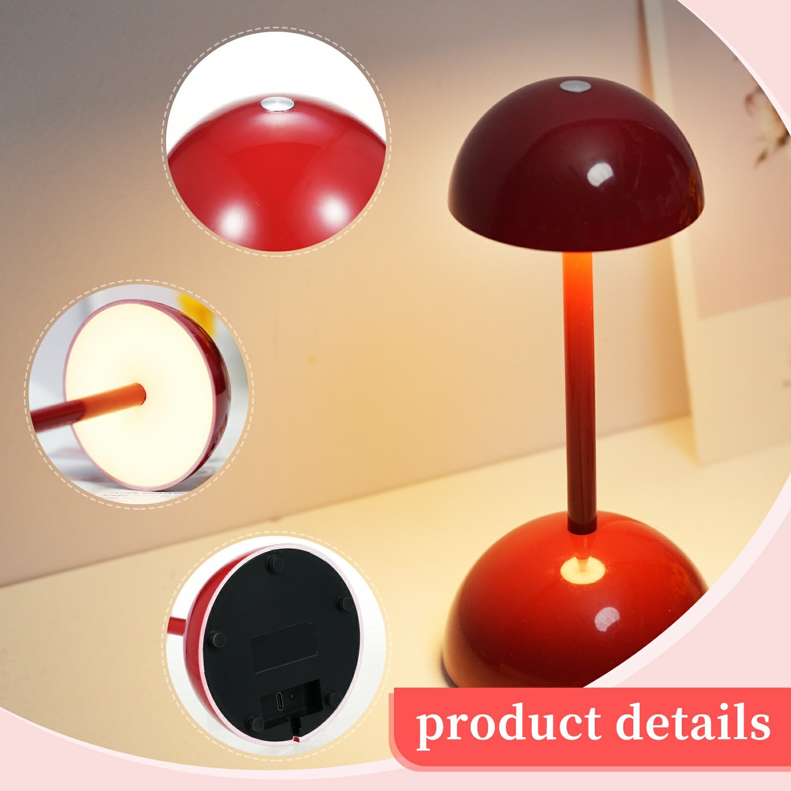 TD-06 Three colors can be switched by touch: white light / warm light / neutral light to create a  Bedside Lamp Mini Battery Operated LED Desk Light