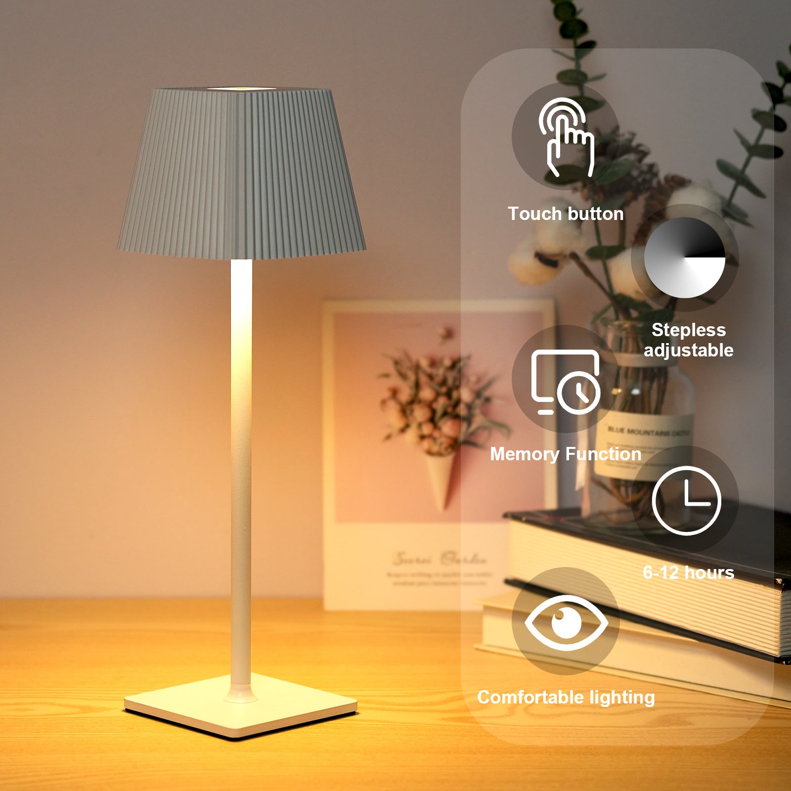 ML-G06 Eye Protection Desk Light Stepless Dimmable Table Lamp, 4000mAh Battery