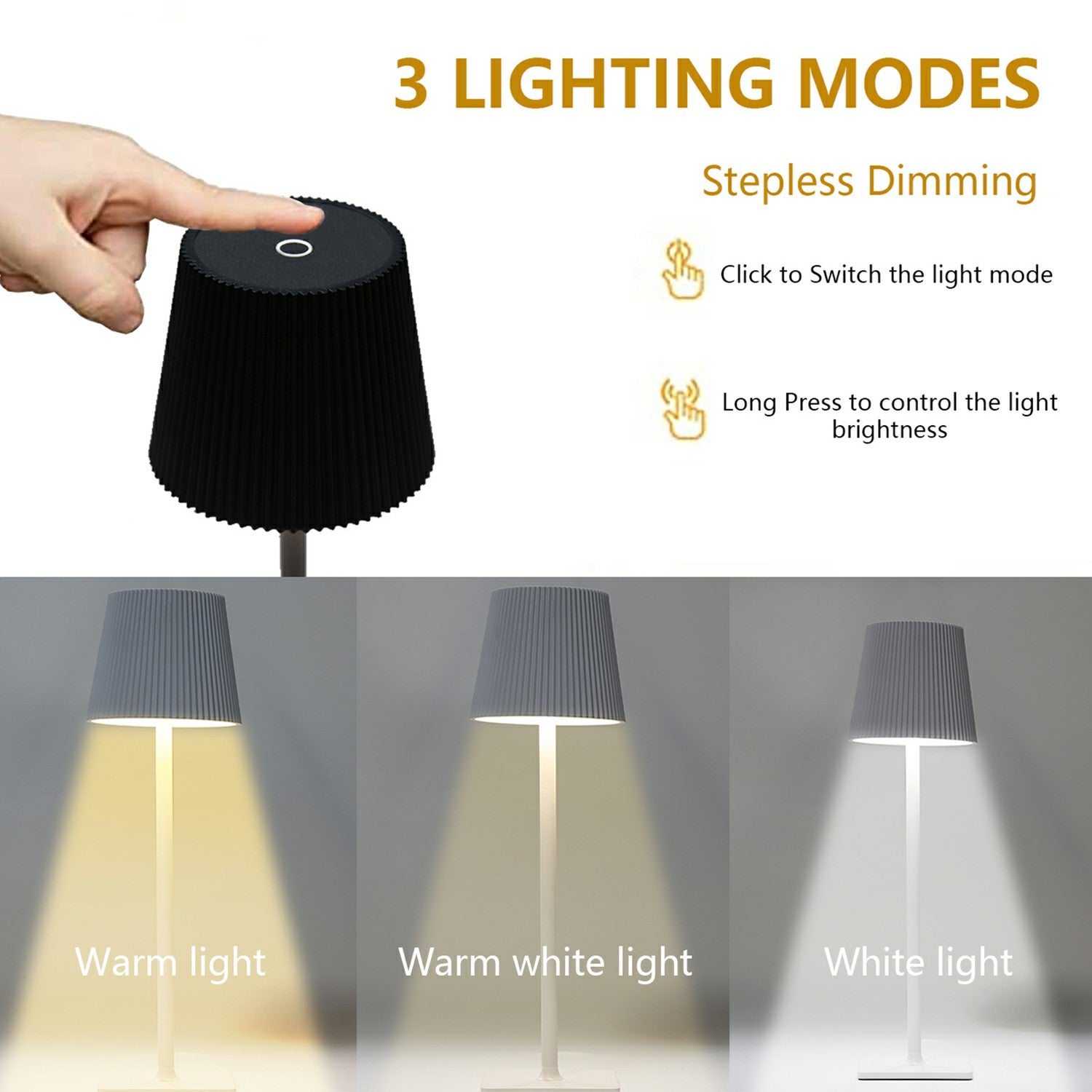 ML-G04 Vintage Pleated Table Light Bedside Desk Reading Lamp (Built-in 4000mAh Battery)