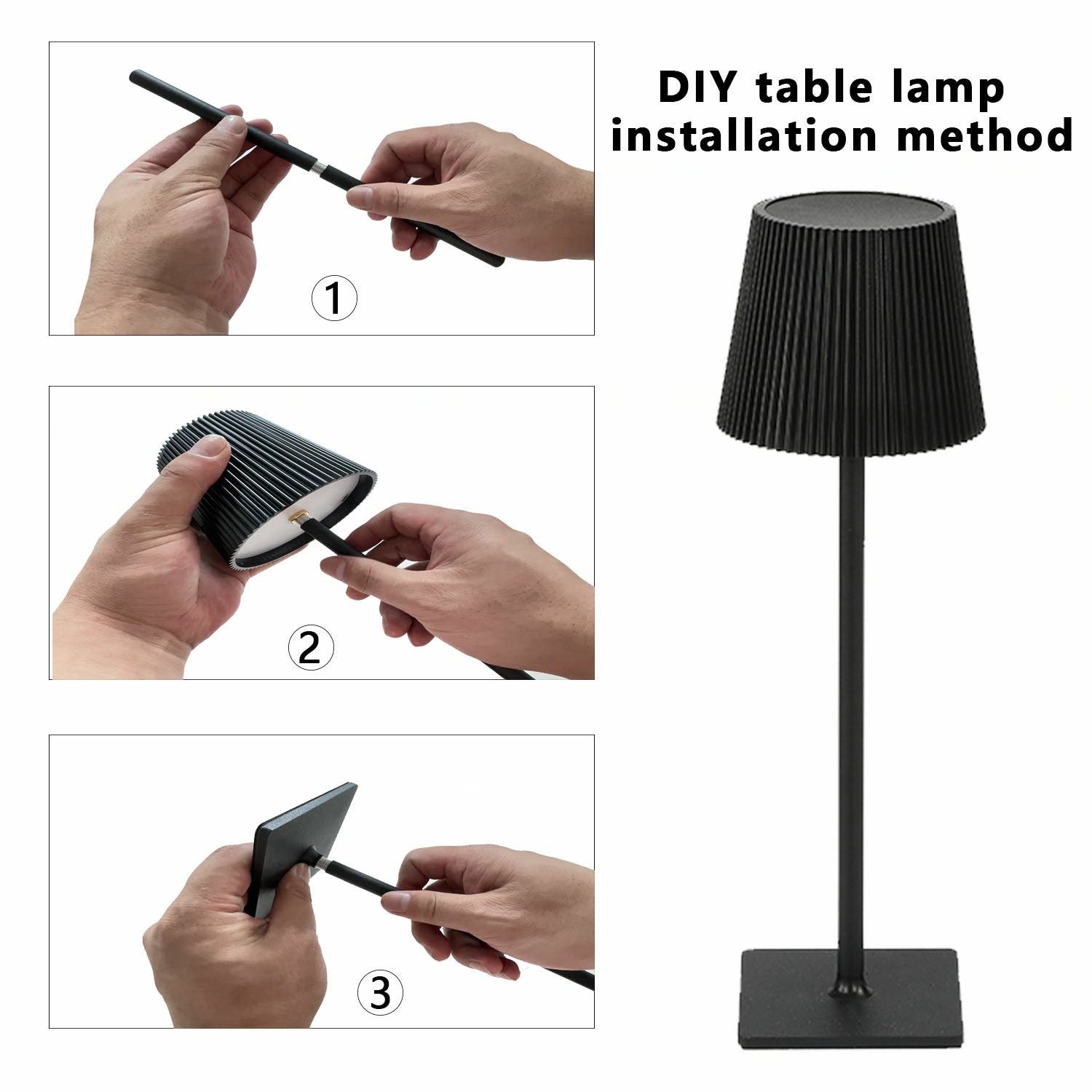 ML-G04 Vintage Pleated Table Light Bedside Desk Reading Lamp (Built-in 4000mAh Battery)