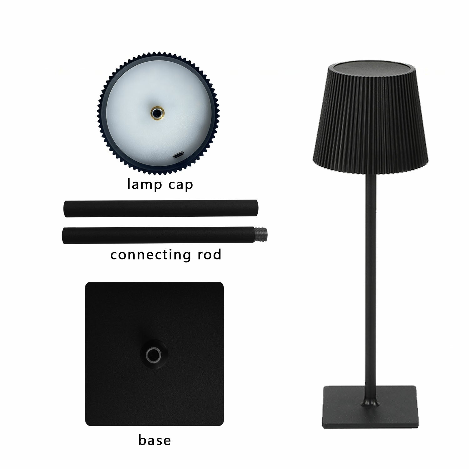 ML-G04 Vintage Pleated Table Light Bedside Desk Reading Lamp (Built-in 4000mAh Battery)