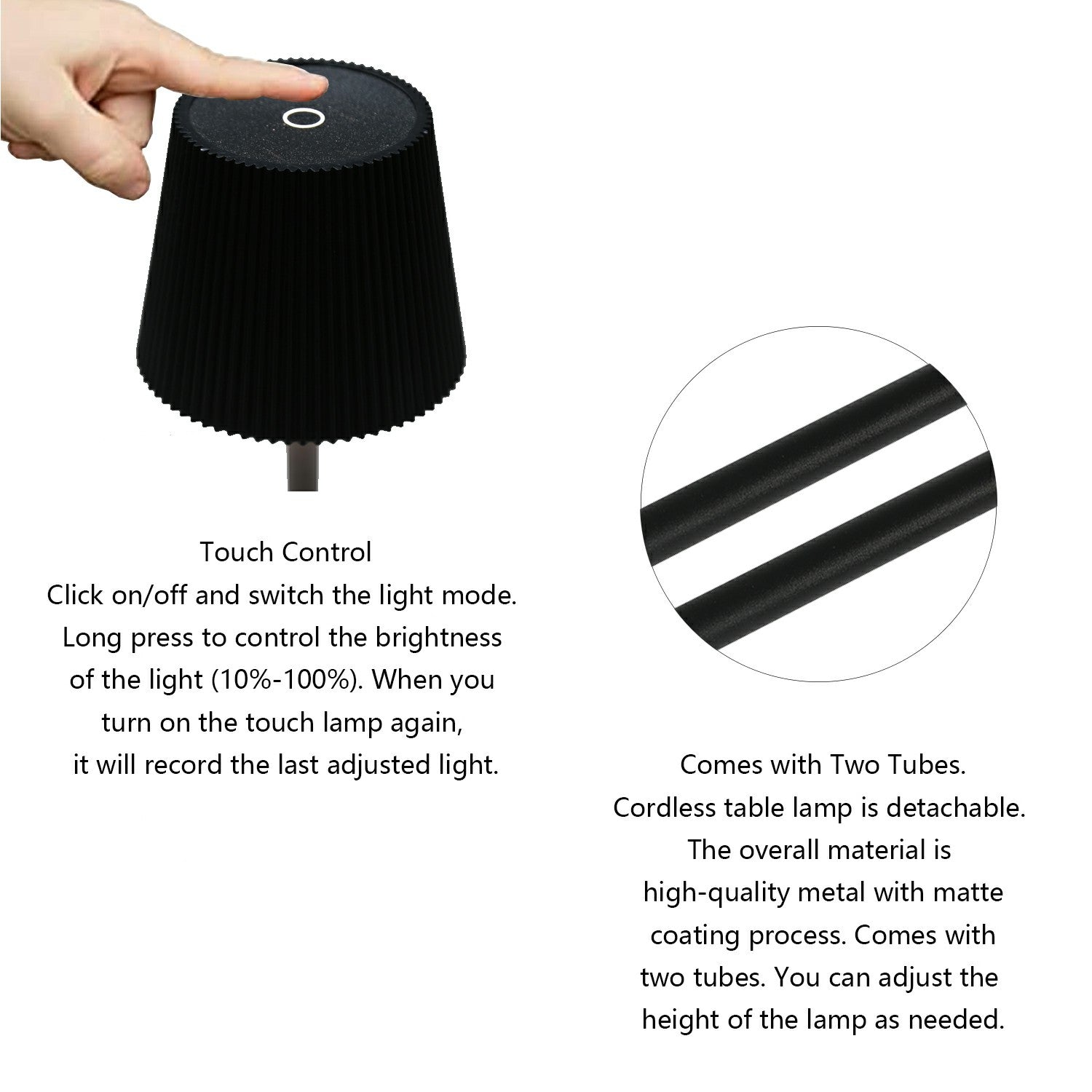 ML-G04 Bedside Light Vintage Pleated Table Light Reading Lamp (Built-in 2000mAh Battery)