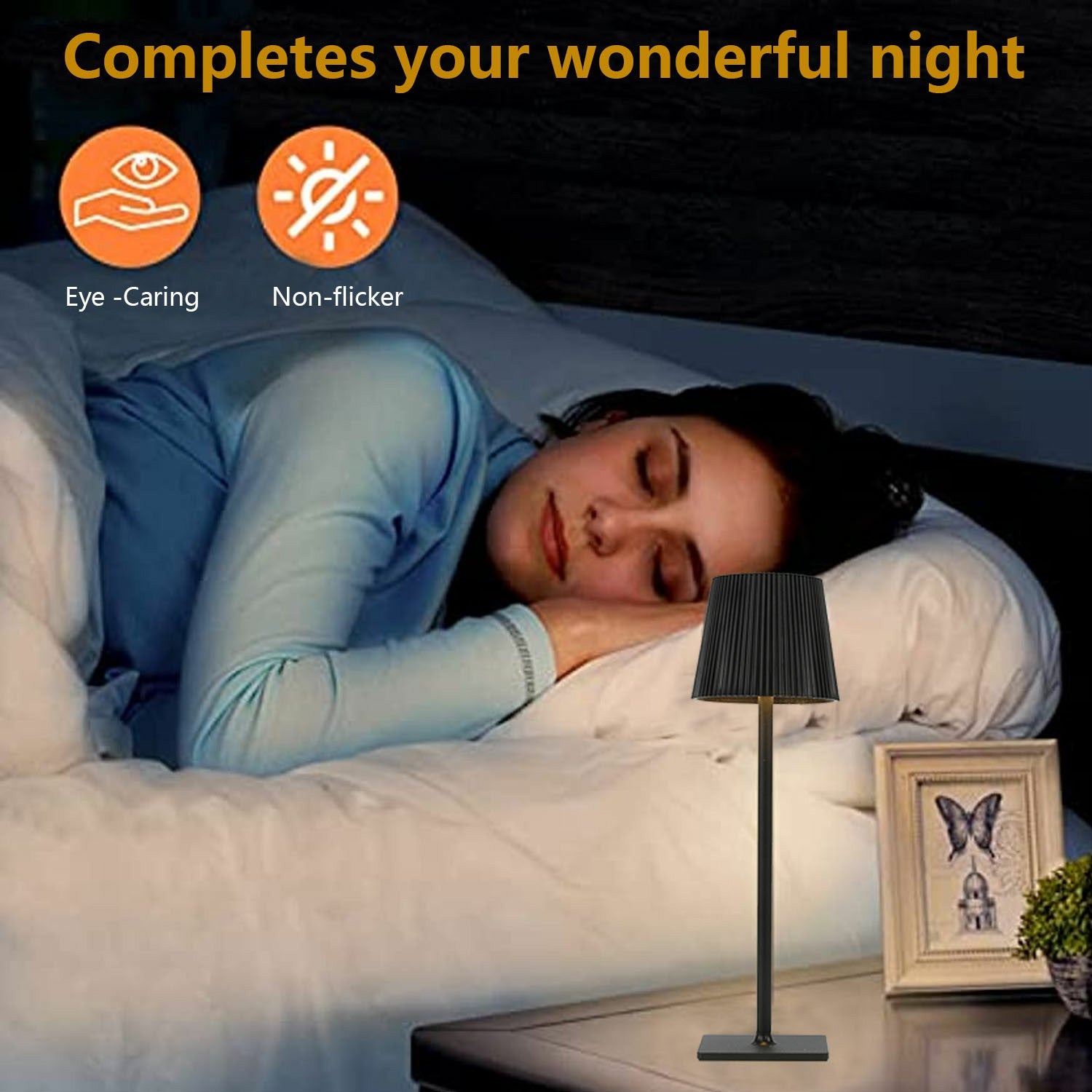 ML-G04 Bedside Light Vintage Pleated Table Light Reading Lamp (Built-in 2000mAh Battery)