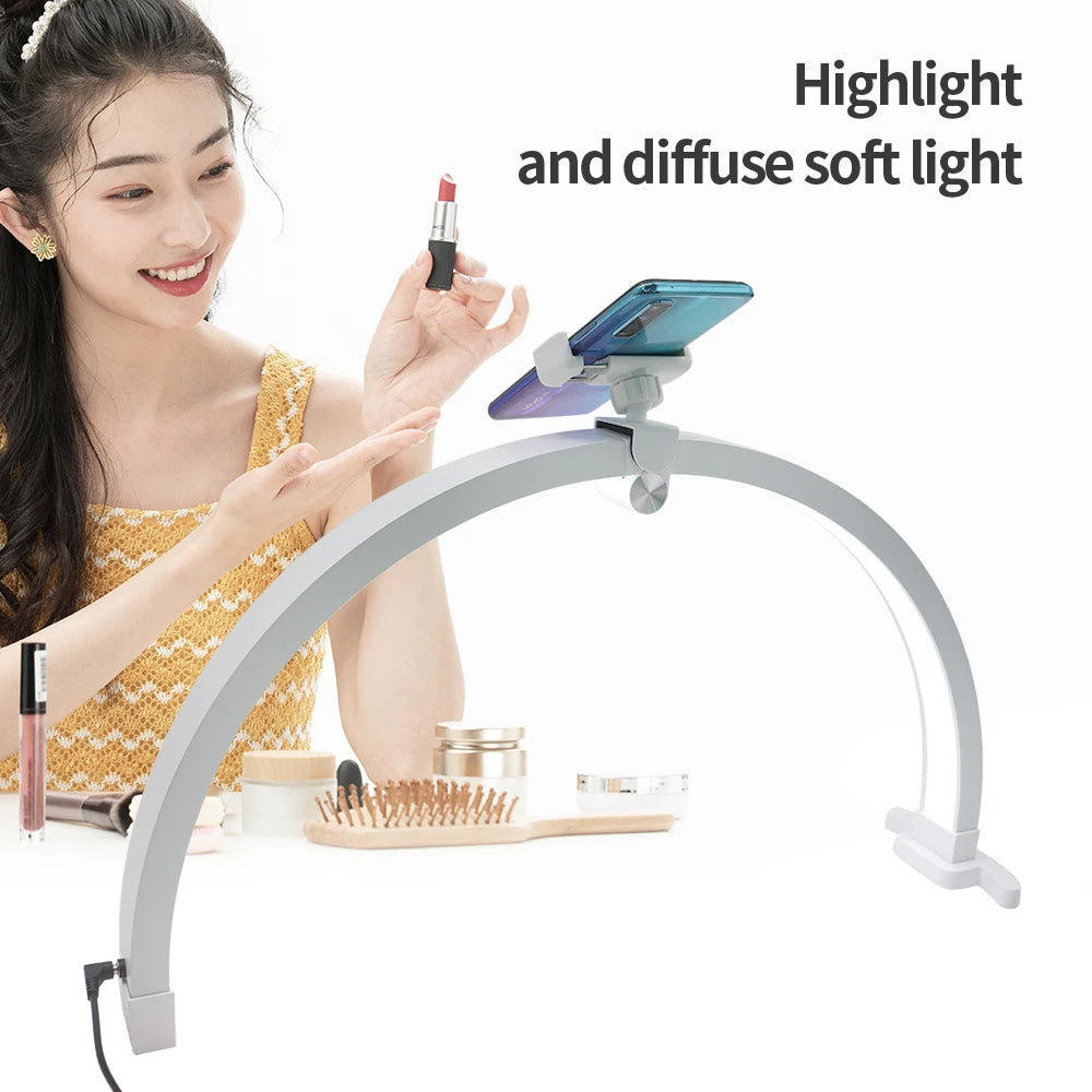 M12X 56cm Touch Control Foldable Desk Nail Light 3 Color Temperature LED Half Moon Lamp