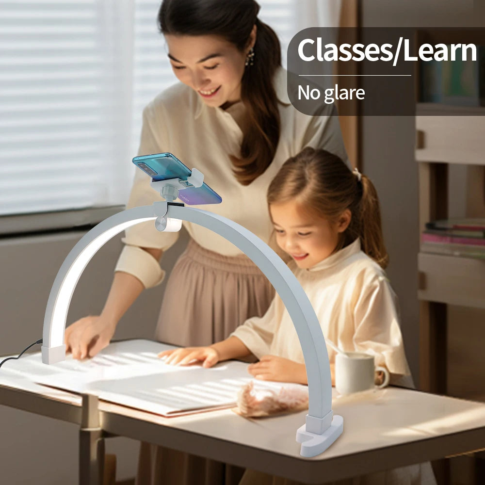 M12X 56cm Touch Control Foldable Desk Nail Light 3 Color Temperature LED Half Moon Lamp