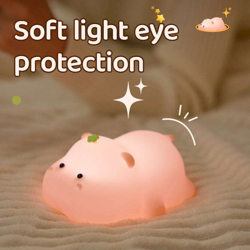 A002 Cute Hippo Baby Soft Silicone LED Night Lamp Rechargeable Bedside Tap Light