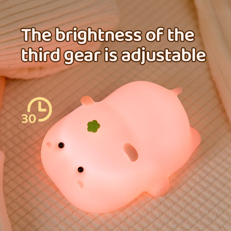 A002 Cute Hippo Baby Soft Silicone LED Night Lamp Rechargeable Bedside Tap Light