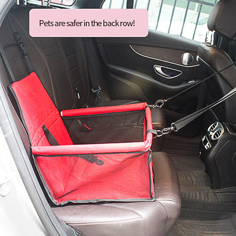 Pet Dog Booster Waterproof Puppy Cat Carrier Seat Foldable Oxford Cloth Pet Car Basket with PVC Tube Frame - Printed Black