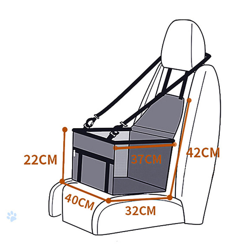 Pet Dog Booster Waterproof Puppy Cat Carrier Seat Foldable Oxford Cloth Pet Car Basket with PVC Tube Frame - Printed Black