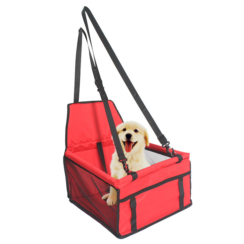 Pet Dog Booster Waterproof Puppy Cat Carrier Seat Foldable Oxford Cloth Pet Car Basket with PVC Tube Frame - Printed Black