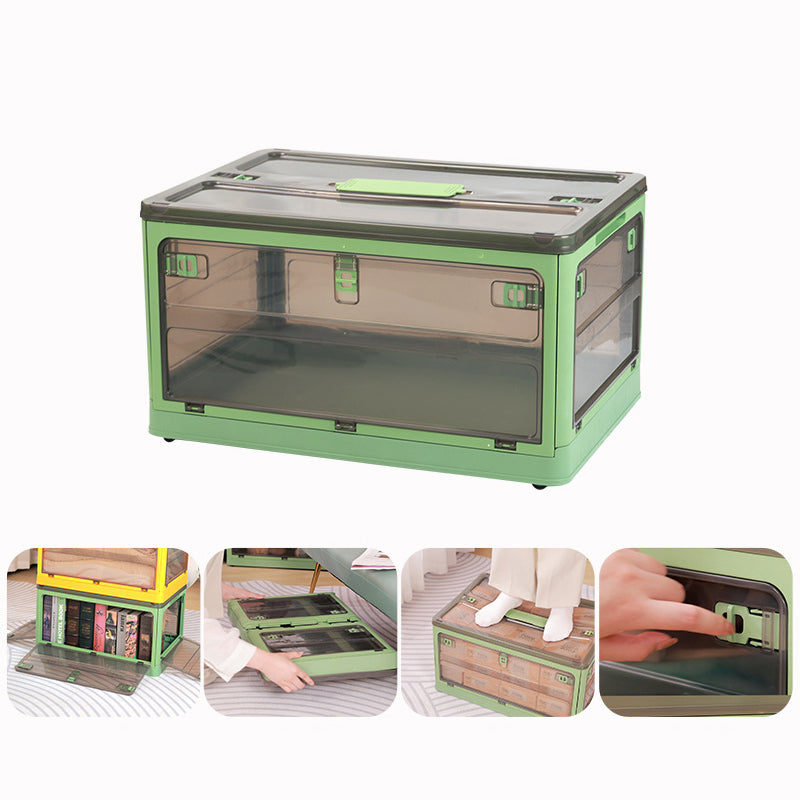 37 x 26.5 x 22cm Folding Storage Box for Home, 5-Sided Doors PP Storage Bin, Size: S