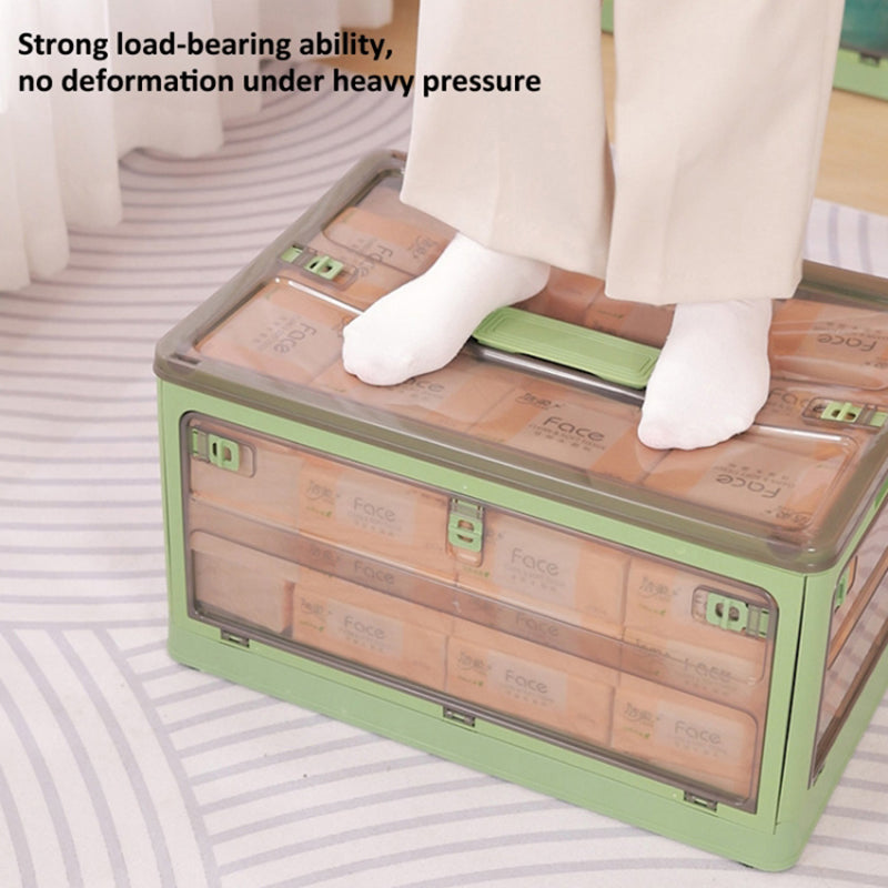 37 x 26.5 x 22cm Folding Storage Box for Home, 5-Sided Doors PP Storage Bin, Size: S