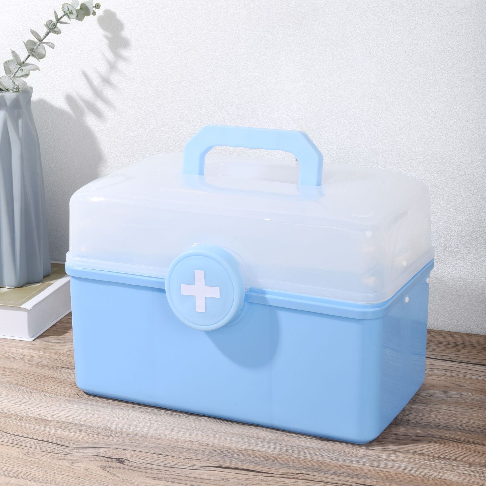 Size L 3-Layer Large Medicine Storage Case Portable Plastic First Aid Box with Lid, 33.5x19x23cm