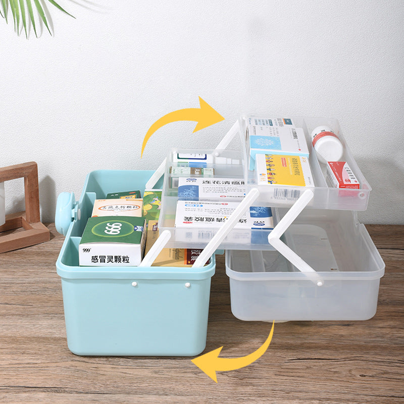 Size L 3-Layer Large Medicine Storage Case Portable Plastic First Aid Box with Lid, 33.5x19x23cm