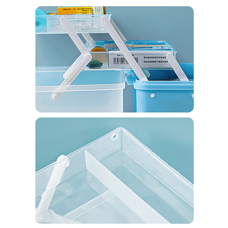 Size L 3-Layer Large Medicine Storage Case Portable Plastic First Aid Box with Lid, 33.5x19x23cm