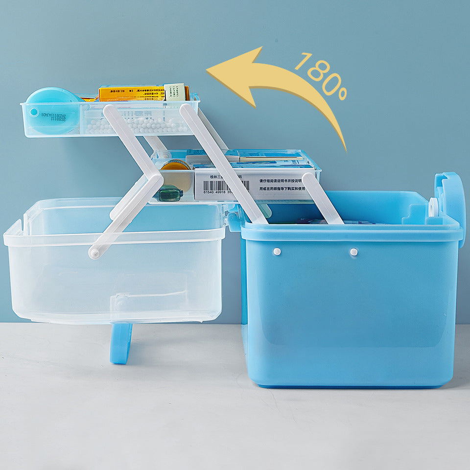 Size S 3 Layer Medicine Case First Aid Emergency Plastic Storage Box for Home Outdoor 28x16.5x16cm