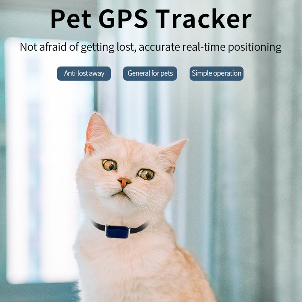 G12 Gem Design Pets Collar GPS Tracker IP67 Waterproof Rechargeable Dog Cat Tracking Device Locator - Blue