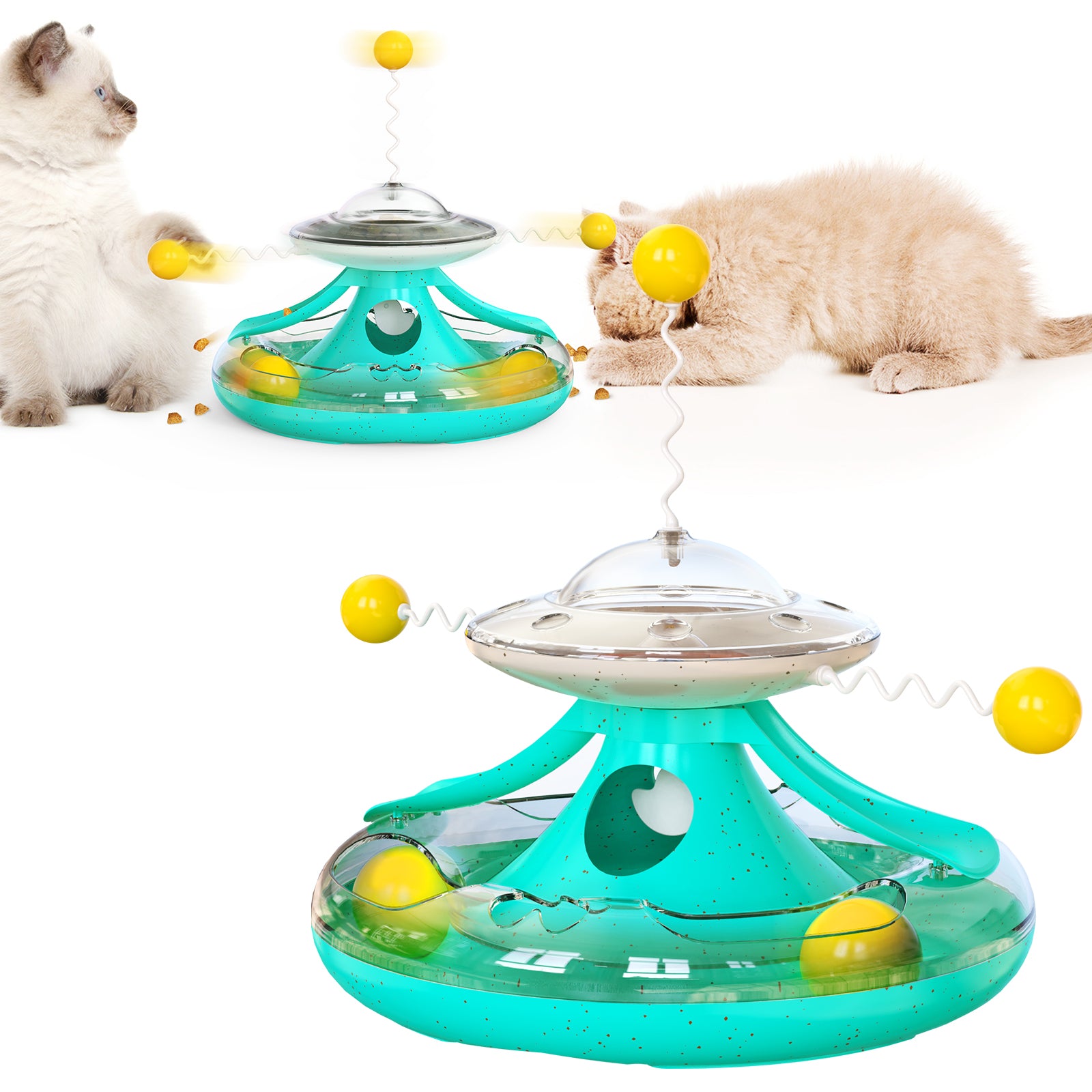 MZP-01 Cat Turntable Leaking Food Toy Pet Toy Funny Cat Stick Cat Feeding Roller Turntable (FDA Certified, BPA Free) - Pink