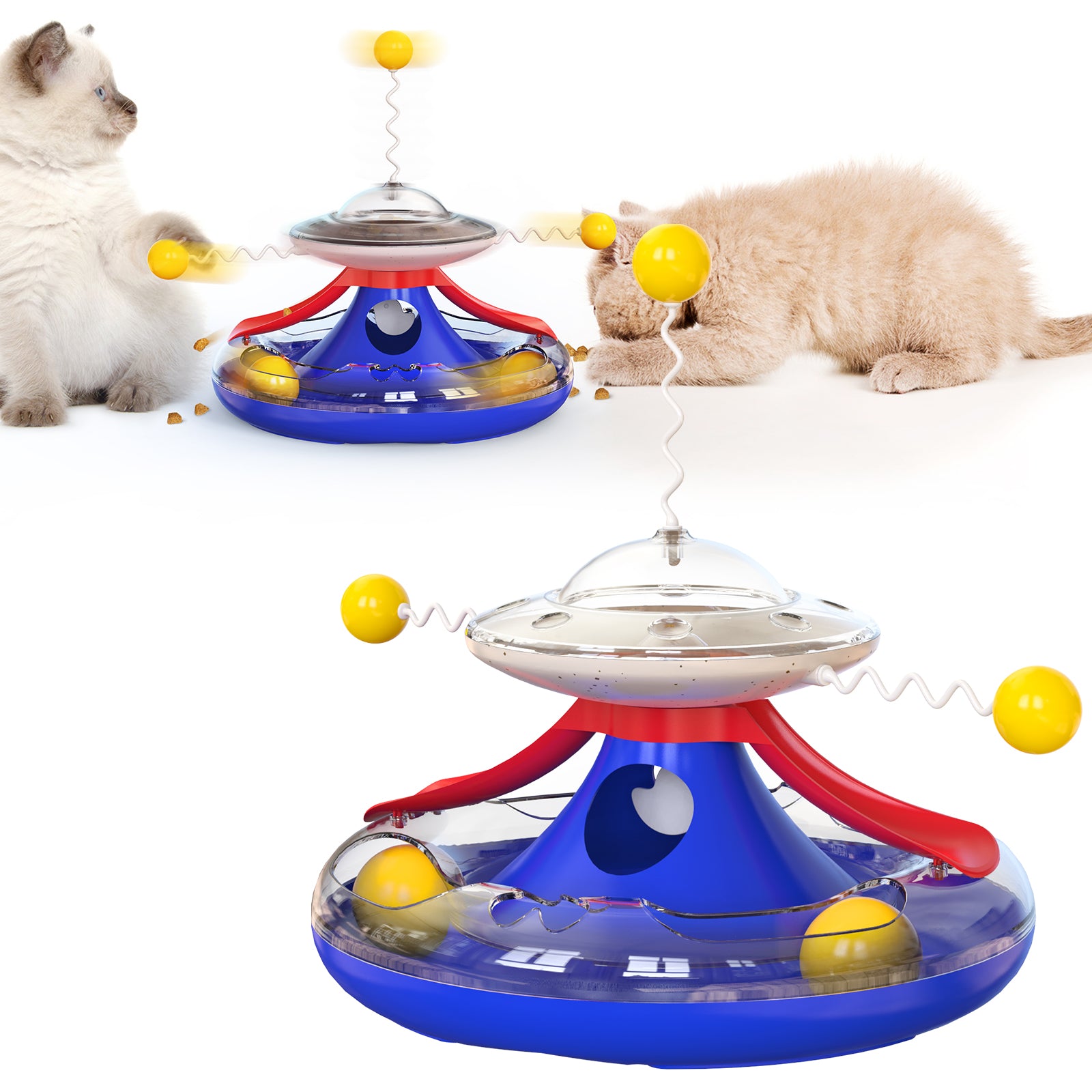 MZP-01 Cat Turntable Leaking Food Toy Pet Toy Funny Cat Stick Cat Feeding Roller Turntable (FDA Certified, BPA Free) - Pink