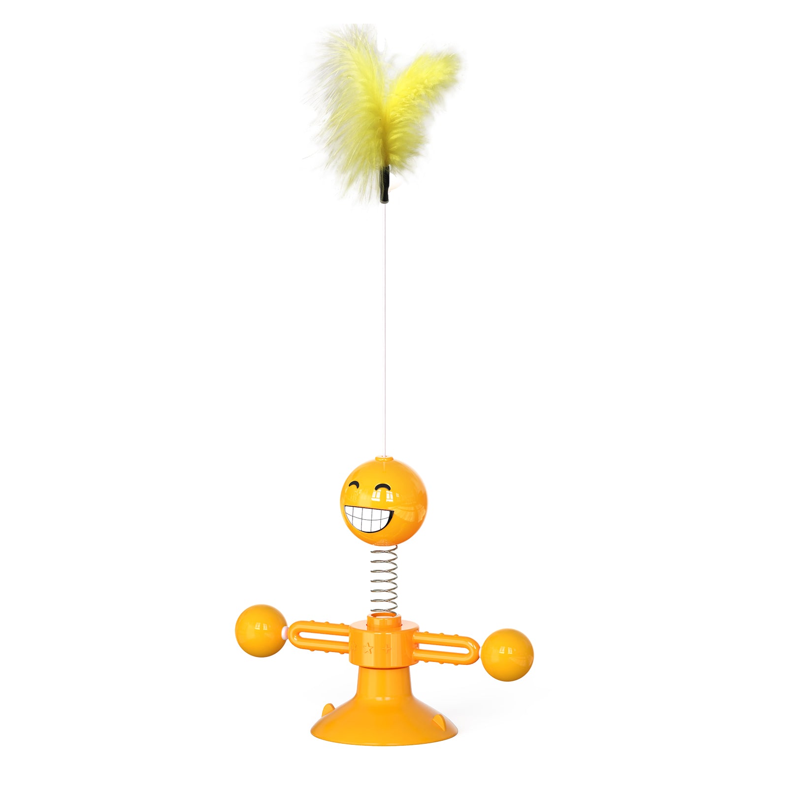 ZH-08 Rotating Windmill Spring Figure Cat Toys with Feathers Interactive Cats Ball Toys Funny Exercise Kitten Teaser Toys for Indoor Pets - Orange