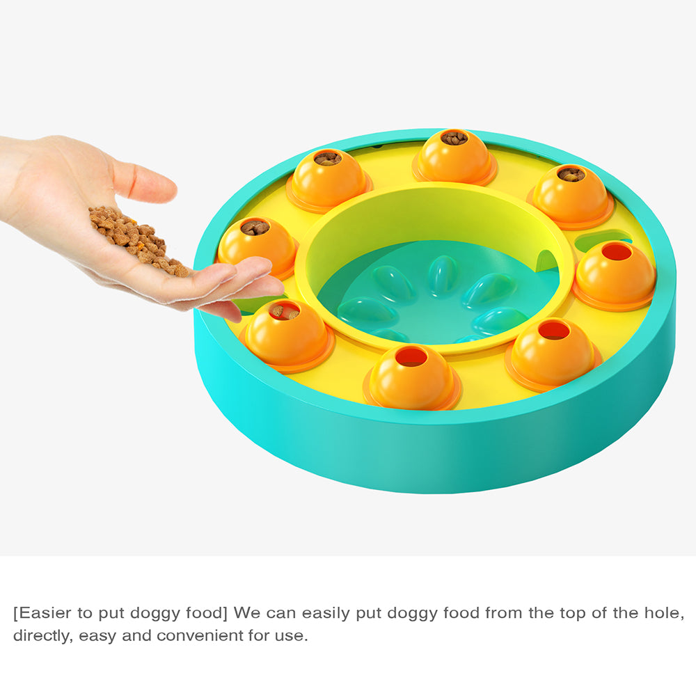 MLP-01 Cat Dog PP Slow Feeder Bowl Turntable Toy Preventing Choke Pet Feeder Bowl (BPA Free, with FDA Certificate) - Lake Blue