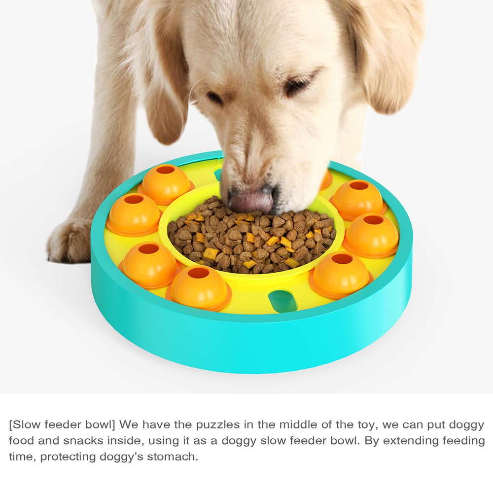 MLP-01 Cat Dog PP Slow Feeder Bowl Turntable Toy Preventing Choke Pet Feeder Bowl (BPA Free, with FDA Certificate) - Lake Blue