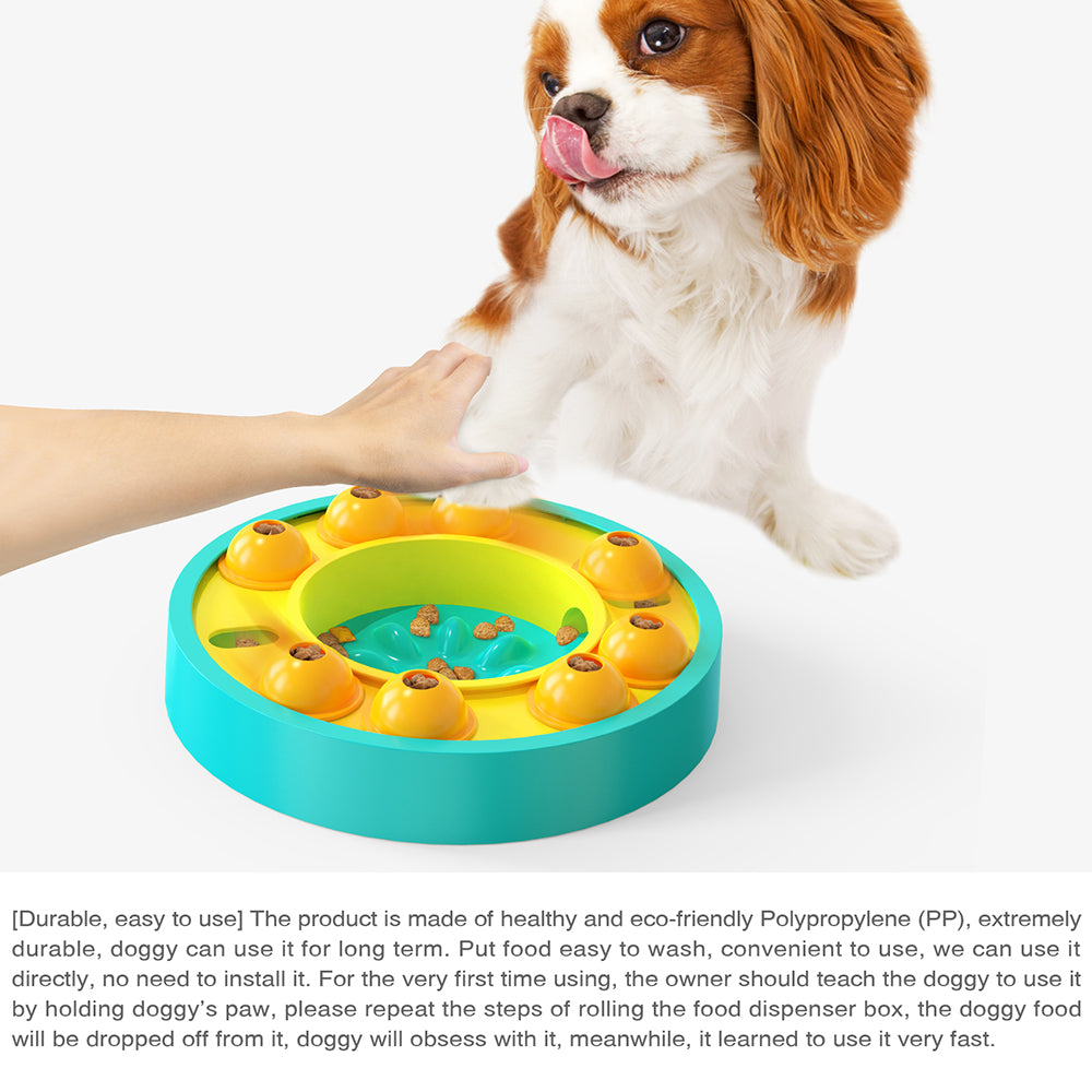 MLP-01 Cat Dog PP Slow Feeder Bowl Turntable Toy Preventing Choke Pet Feeder Bowl (BPA Free, with FDA Certificate) - Lake Blue