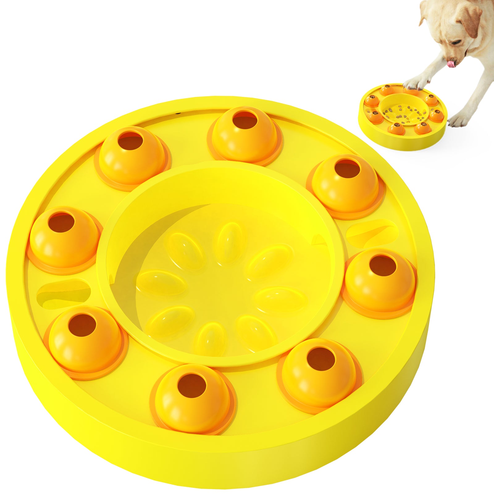 MLP-01 Cat Dog PP Slow Feeder Bowl Turntable Toy Preventing Choke Pet Feeder Bowl (BPA Free, with FDA Certificate) - Lake Blue
