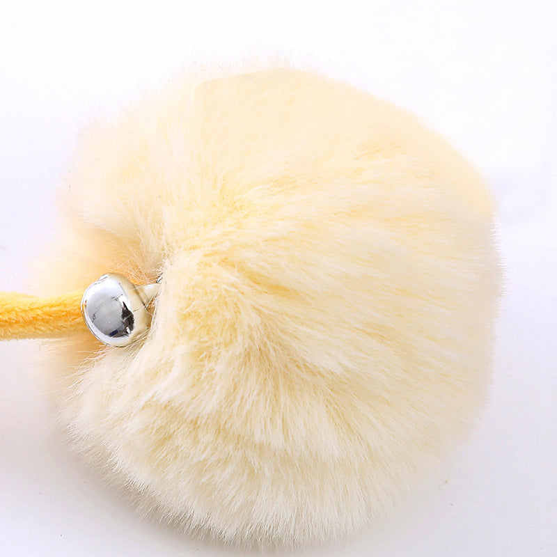 TG-CTOY0086 Cat Spring Toy Hanging Stretchable Spring with Pompom Bell Soft Plush Pet Interactive Toy ST - Yellow