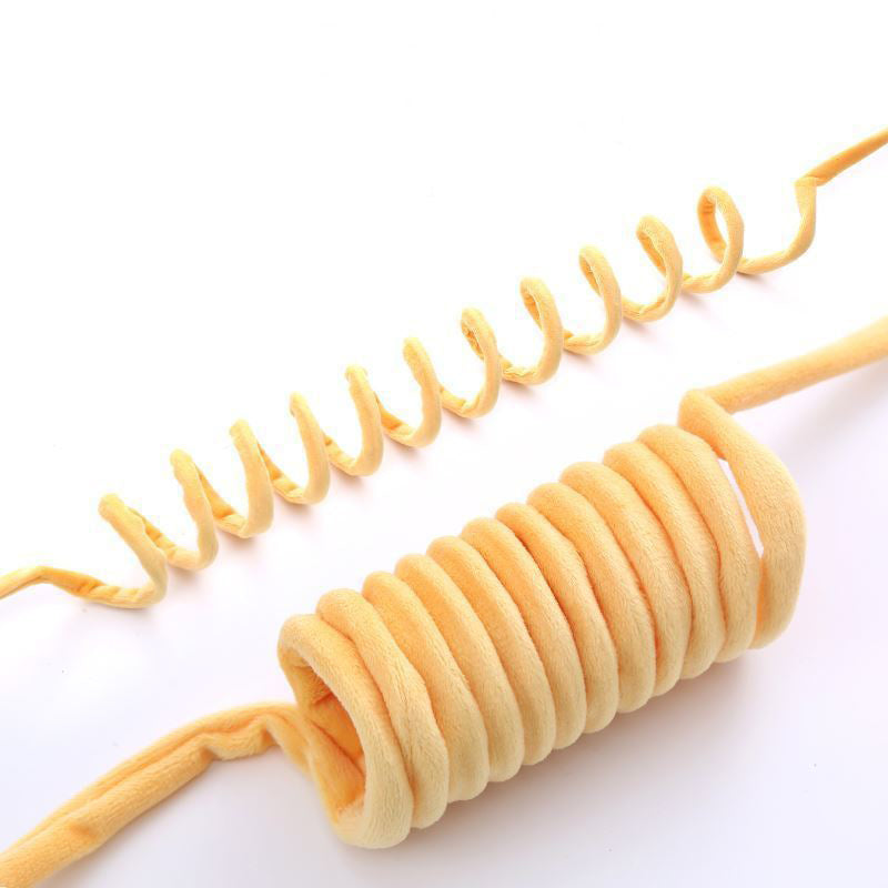 TG-CTOY0086 Cat Spring Toy Hanging Stretchable Spring with Pompom Bell Soft Plush Pet Interactive Toy ST - Yellow