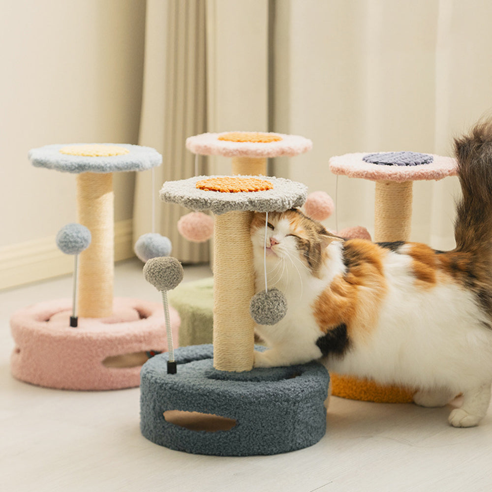 Cat Tree Cat Tower Pet Play Climbing Stand with Dangling Ball for Kittens Adult Cats - Green+Pink
