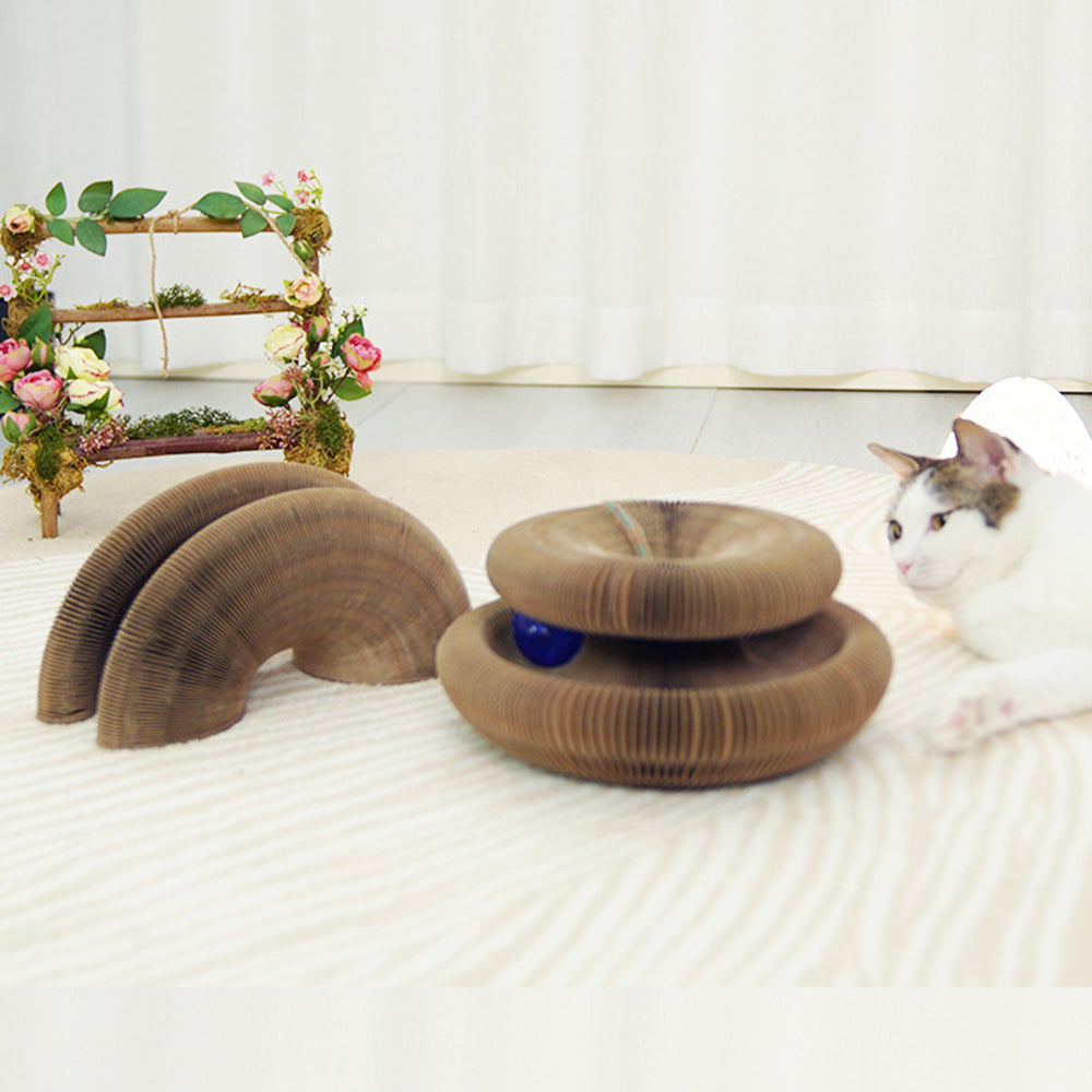 Magic Organ Cat Scratching Board with Bell Corrugated Paper Interactive Claw Grinding Toy ST - Retroflex Pattern