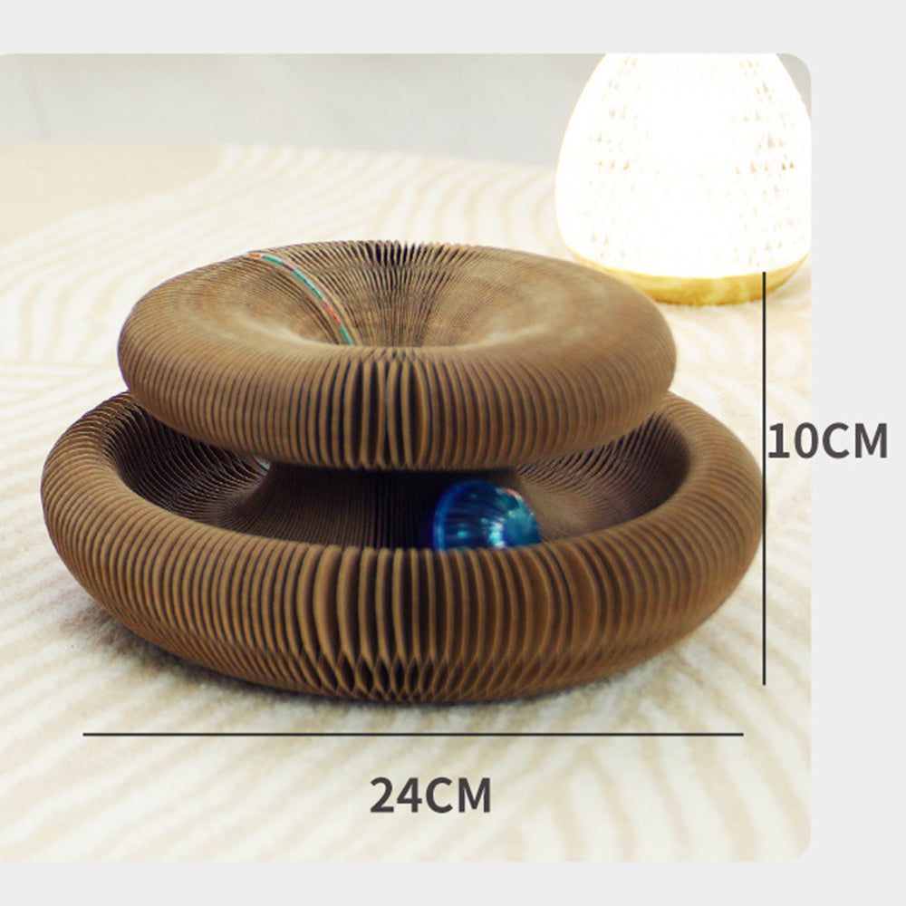Magic Organ Cat Scratching Board with Bell Corrugated Paper Interactive Claw Grinding Toy ST - Retroflex Pattern