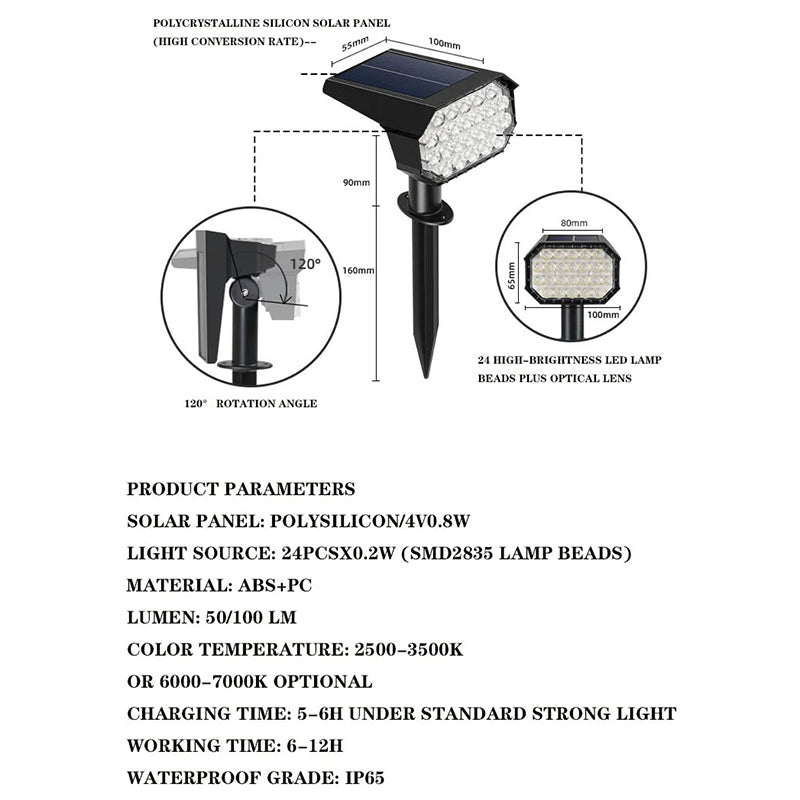 YH0528 1Pc IP65 Solar Powered Outdoor Landscape Light Lawn Ground Lamp