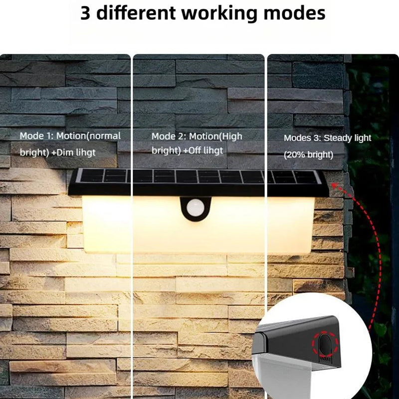 YH0617-PIR Outdoor Solar Power Light Sensing Wall Lamp PIR Induction Waterproof Garden Yard Light