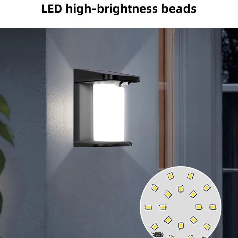 YH0619-PIR Outdoor Solar Motion Sensing Wall Lamp Waterproof Garden Yard Light