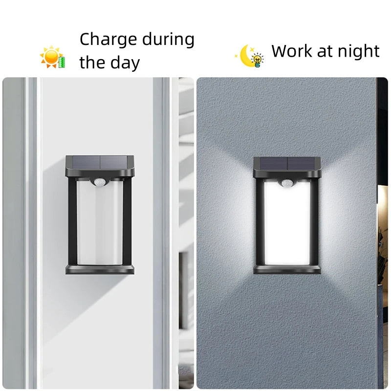 YH0619-PIR Outdoor Solar Motion Sensing Wall Lamp Waterproof Garden Yard Light