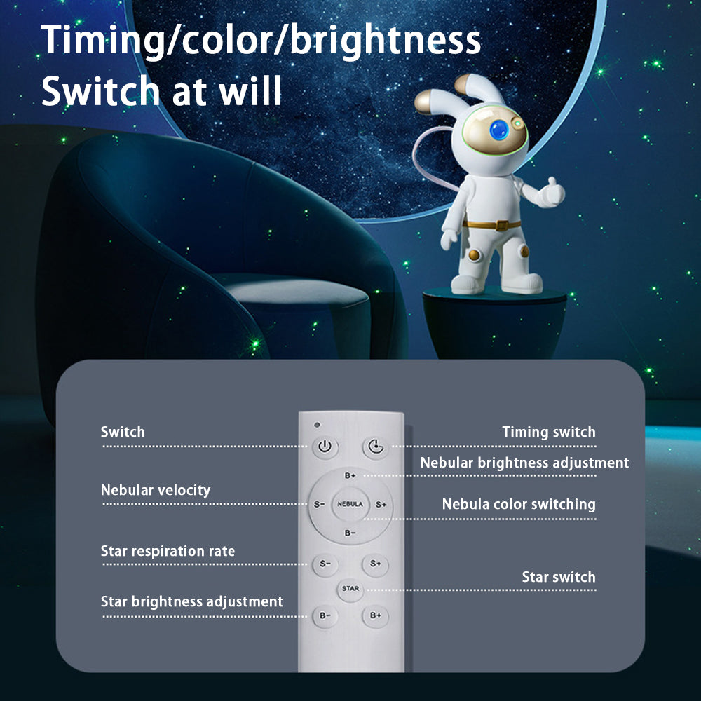 YPH-0125 USB Powered Night Light Space Rabbit Astronaut Projector Lamp for Bedroom