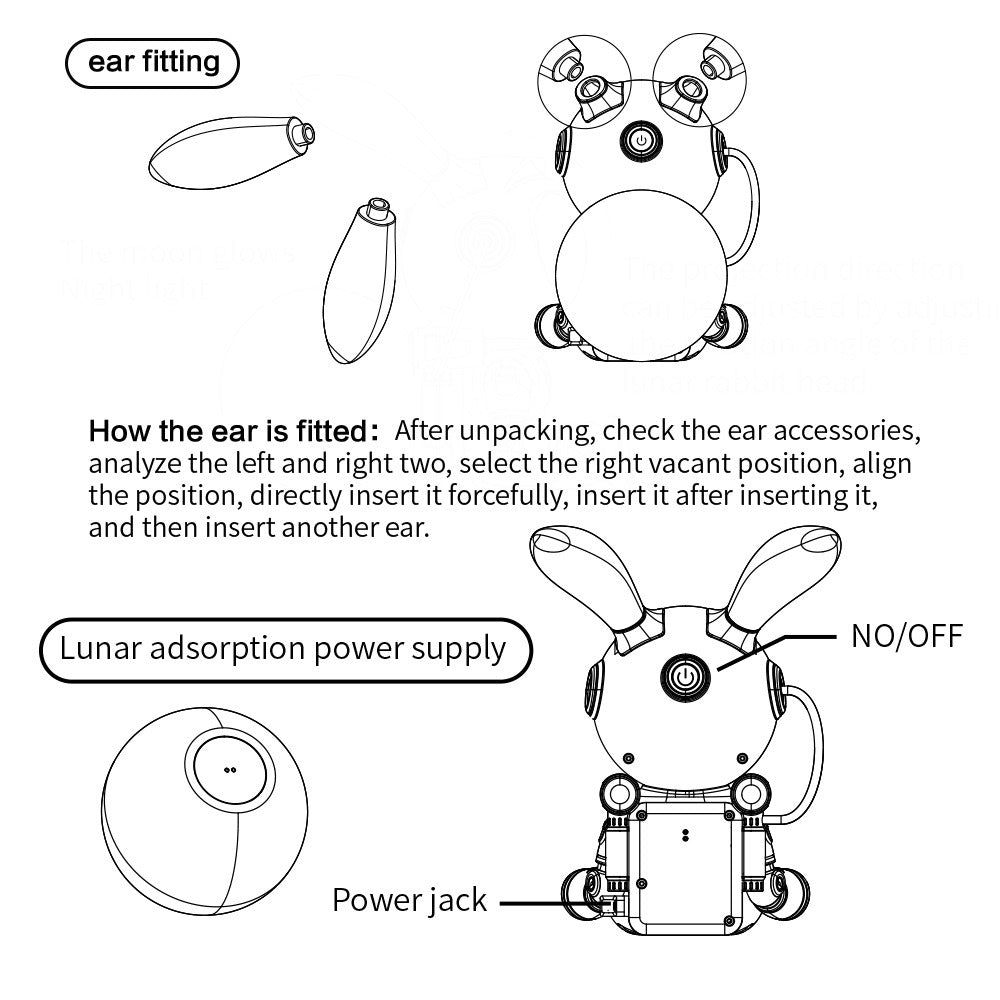 3W Bedside USB Night Light Moon Rabbit Laser Atmosphere Projection Lamp